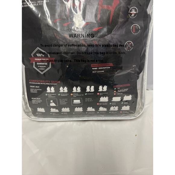 Seat Cover Complete Set for Car Truck SUV Van -Flat Poly Cloth Fabric- 2 PC Red - Picture 4 of 7